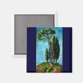 ZYPRESSEBÄUME UND MEDITERRANISCHER PINE IN DER Tos Magnet (Vorderseite/Rückseite)