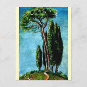 ZYPRESSEBÄUME UND MEDITERRANISCHER PINE IN DER Tos Postkarte
