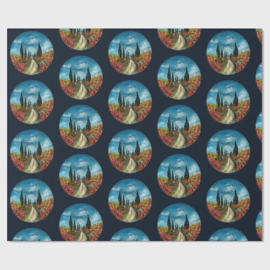 ZYPRESSEBÄUME UND -POPPIEN IN DER TUSKANISCHEN RUN GESCHENKPAPIER (Flach)