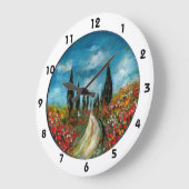 ZYPRESSEBÄUME UND -POPPIEN IN DER TUSKANISCHEN RUN GROßE WANDUHR (Winkel)