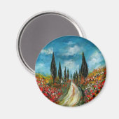 ZYPRESSEBÄUME UND -POPPIEN IN DER TUSKANISCHEN RUN MAGNET (Vorderseite/Rückseite)