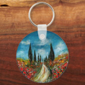 ZYPRESSEBÄUME UND -POPPIEN IN DER TUSKANISCHEN RUN SCHLÜSSELANHÄNGER (Vorderseite)