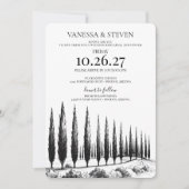 Zypressen-Baum-Hochzeitsprobe-Dinner Einladung (Vorderseite)