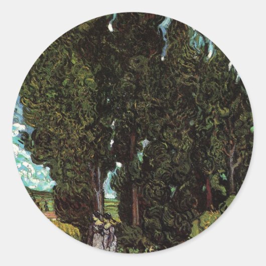 Zypressen mit weiblichen Abbildungen von Vincent v Runder Aufkleber (Vorderseite)