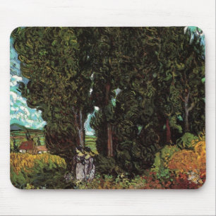 Zypressen mit weiblichen Figuren von Vincent van G Mousepad
