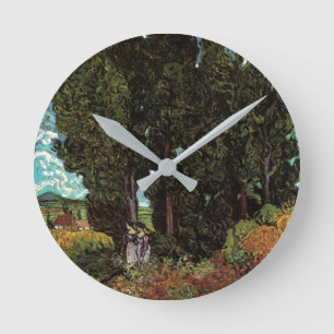 Zypressen mit weiblichen Figuren von Vincent van G Runde Wanduhr