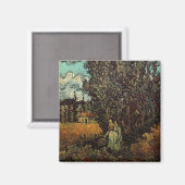 Zypressen und zwei Frauen von Vincent van Gogh Magnet (Vorderseite/Rückseite)