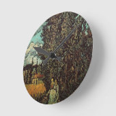 Zypressen und zwei Frauen von Vincent van Gogh Runde Wanduhr (Winkel)