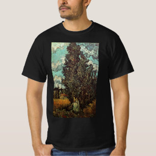 Zypressen und zwei Frauen von Vincent van Gogh T-Shirt