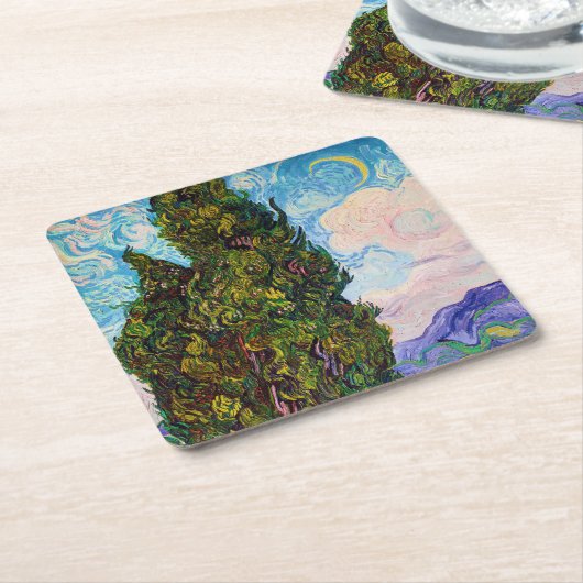 Zypressen, Van Gogh Rechteckiger Pappuntersetzer (angewinkelt)