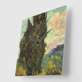Zypressen von Vincent van Gogh Quadratische Wanduhr (Winkel)