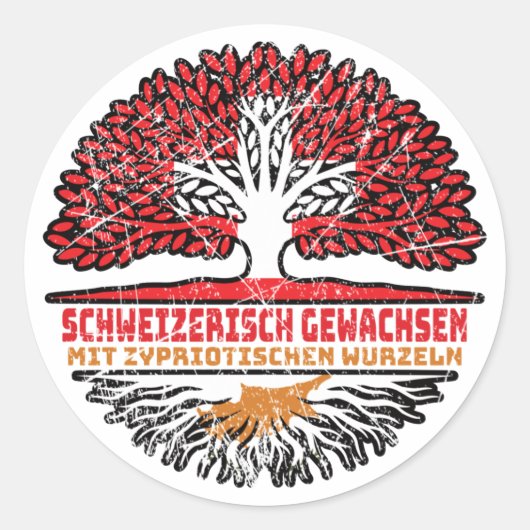 Zyprisch Schweizer Schweiz Baum Wurzel Zypern Runder Aufkleber (Vorderseite)