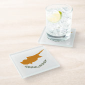 zyprische Flagge Glasuntersetzer (Schrägansicht)