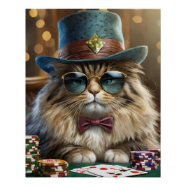 ZZ Tophat, Furry Cat Playing Cards Poster