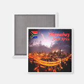 zZA015 JOHANNESBURG by Night, Südafrika, Kühlschra Magnet (Vorderseite/Rückseite)