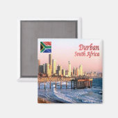 zZA037 DURBAN Skyline Crop, SÜDAFRIKA, Kühlschrank Magnet (Vorderseite/Rückseite)