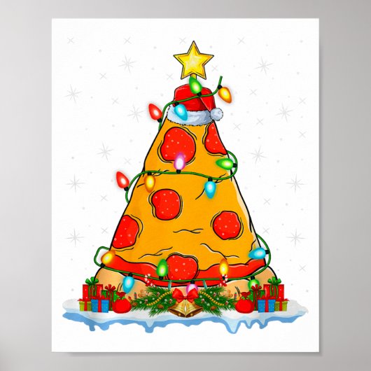 Zza Christmas Tree Lights Santa Hat Fast Food Zza Poster (Vorne)