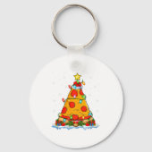 Zza Christmas Tree Lights Santa Hat Fast Food Zza  Schlüsselanhänger (Vorderseite)