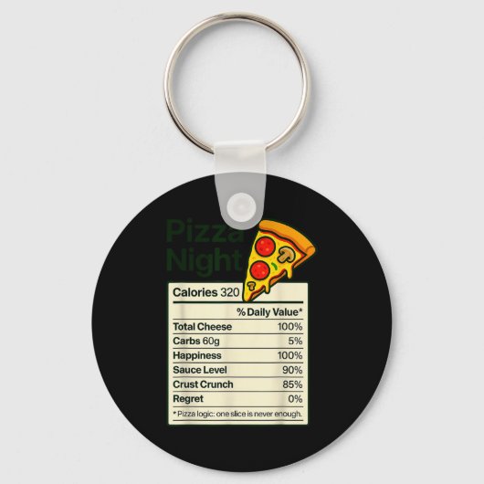 Zza Lover Night Funny Nutrition Facts Costume For  Schlüsselanhänger (Vorderseite)