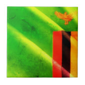 zZM002 ZAMBIA Waving Flag, Afrika, Fliese (Vorderseite)