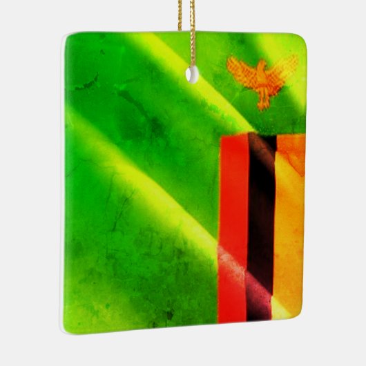 zZM002 ZAMBIA Waving Flag, Afrika, Kühlschrank Keramikornament (Rechts)