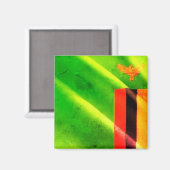 zZM002 ZAMBIA Waving Flag, Afrika, Kühlschrank Magnet (Vorderseite/Rückseite)