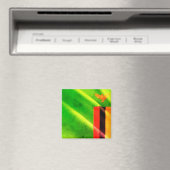 zZM002 ZAMBIA Waving Flag, Afrika, Kühlschrank Magnet (In Situ (Geschirrspüler))