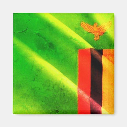 zZM002 ZAMBIA Waving Flag, Afrika, Kühlschrank Magnet (Vorne)