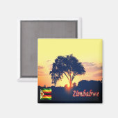 zZW018 ZIMBABWE, Sonnenuntergang Hange, Afrika, Kü Magnet (Vorderseite/Rückseite)