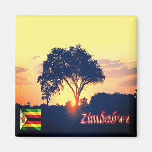 zZW018 ZIMBABWE, Sonnenuntergang Hange, Afrika, Kü Magnet