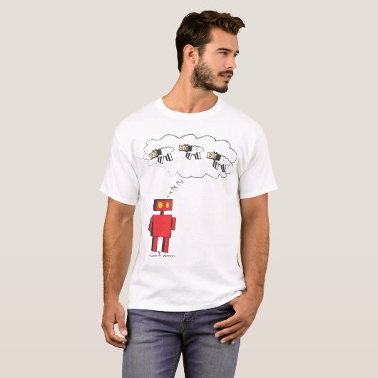 zzzzZZ, das Roboter-Schafe zählt T-Shirt (Vorne ganz)